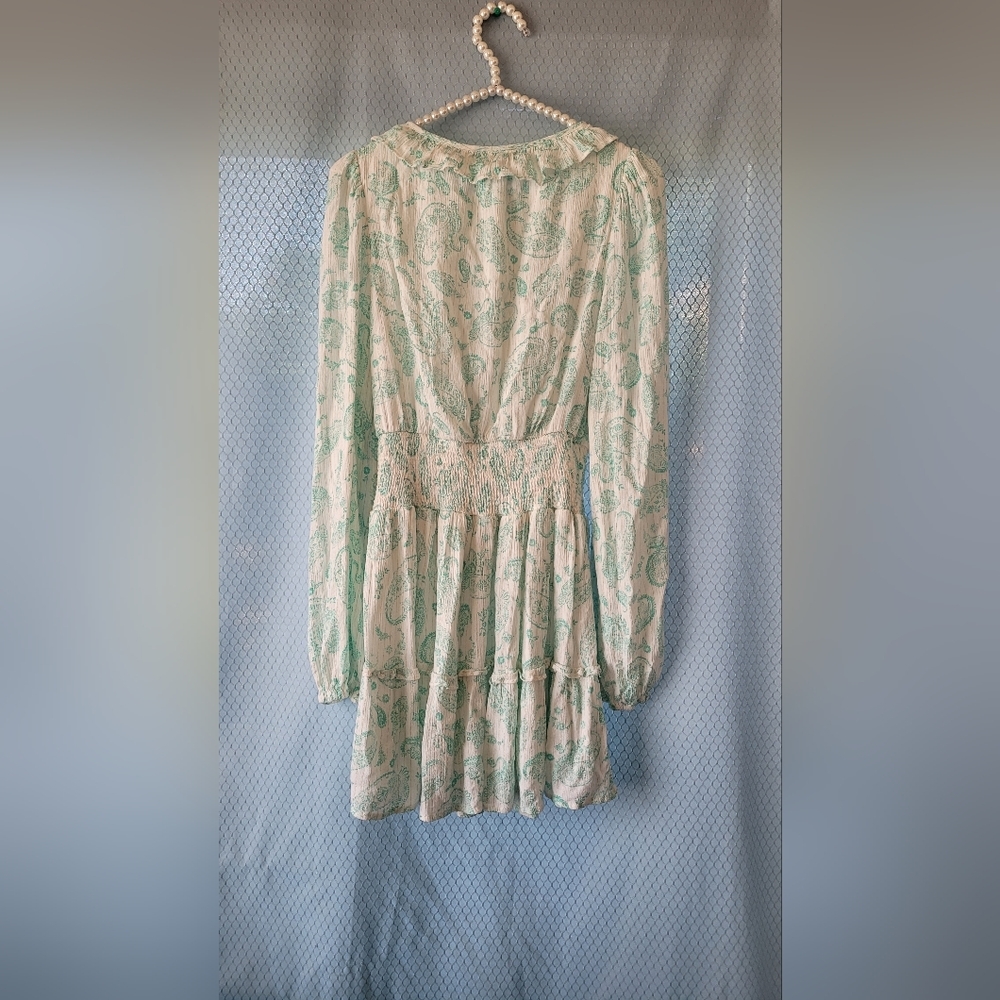House of Harlow 1960 Green Paisley Mini Dress Sz S - Picture 5 of 6